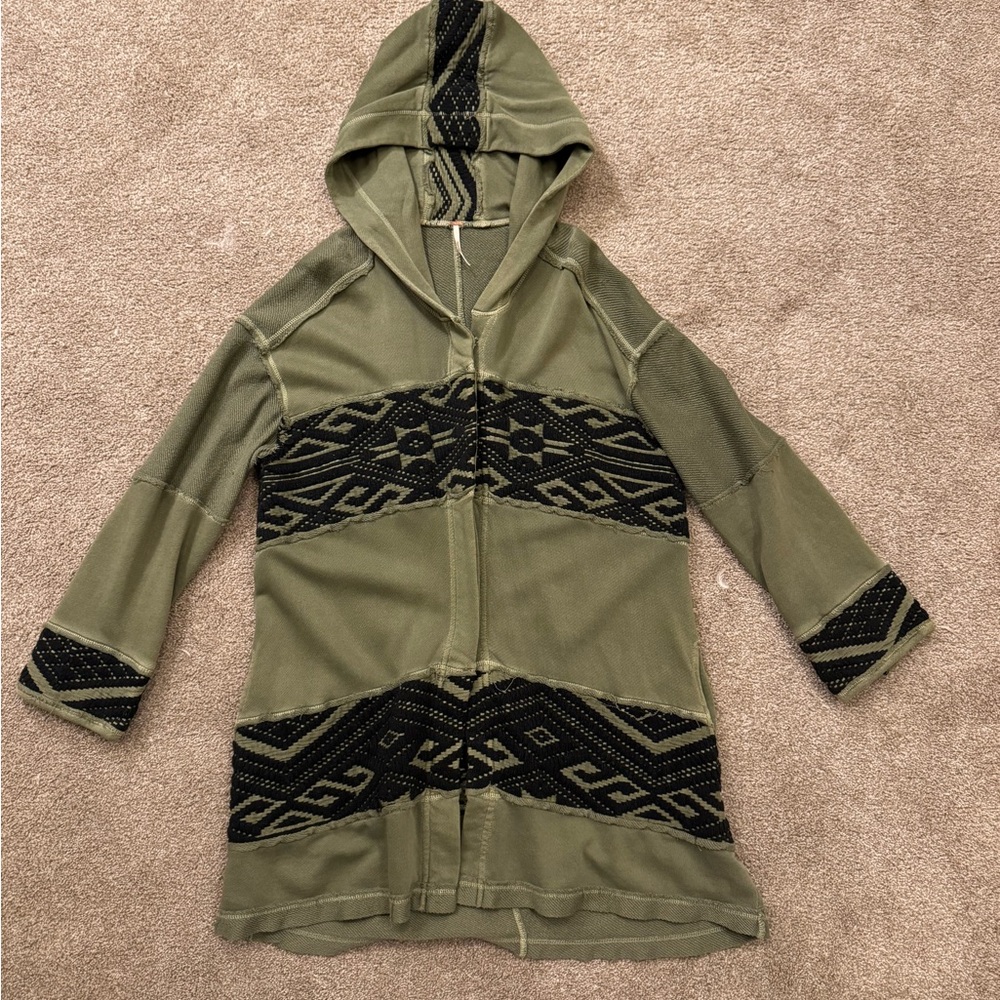 Free People Hooded Cardigan with Black Accents